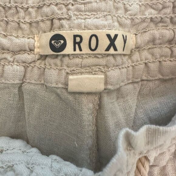 Roxy Linen Blend Wide Leg Drawstring Lightweight Stone Oceanside Pants Sz Large - Picture 6 of 6